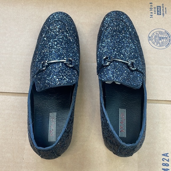 Black Sparkle Prom Loafers Size 10.5 Medium New
